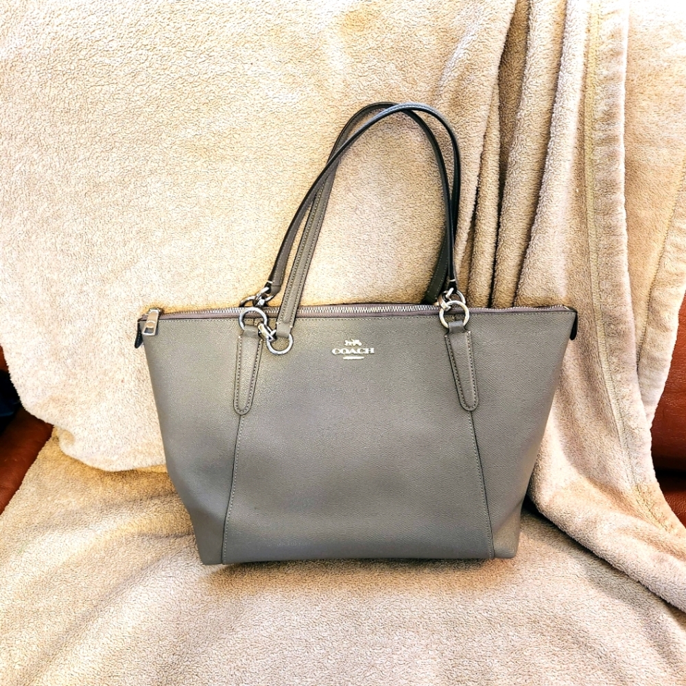 Coach Silver and Gray Luxury Tote Bag